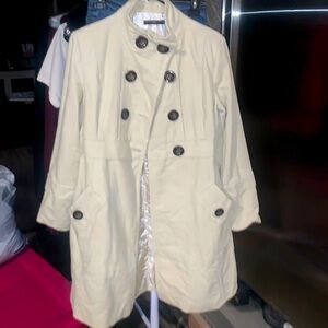 Cute cream casual suede coat